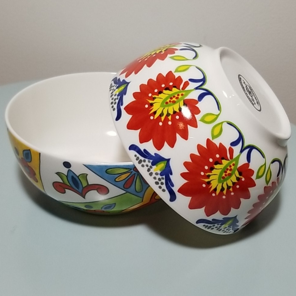 Maxcera Floral Design 6" Cereal Soup Ceramic Bowls - Picture 7 of 13